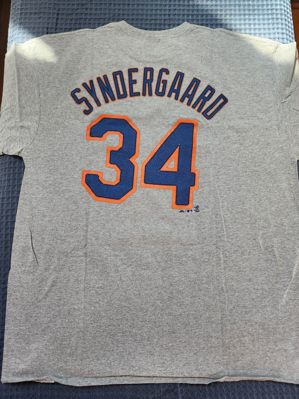 Majestic NY Mets Gray Syndergaard #34 Short Sleeve Tee with Blue and Orange. 2X